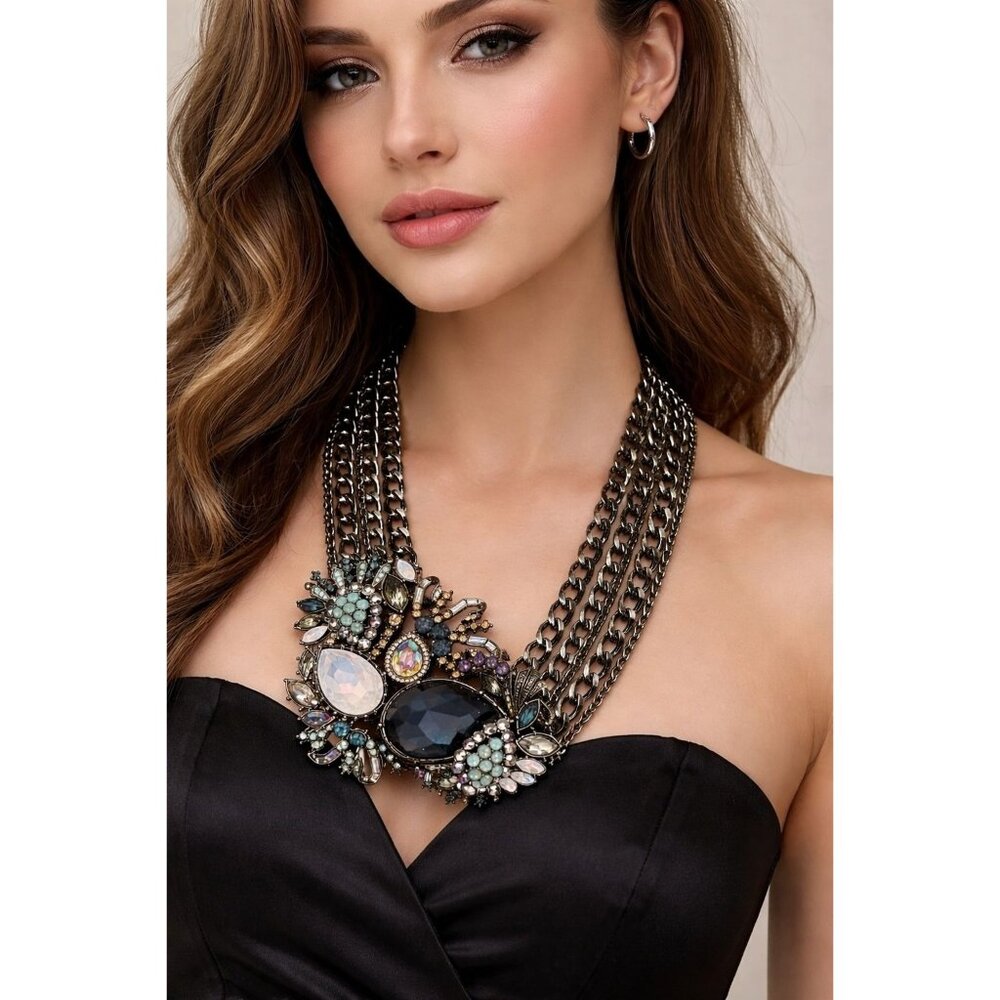 $3K RARE GORGEOUS ONE OF A KIND VINTAGE SIGNED JUDITH LEIBER GUNMETAL CRYSTAL NE